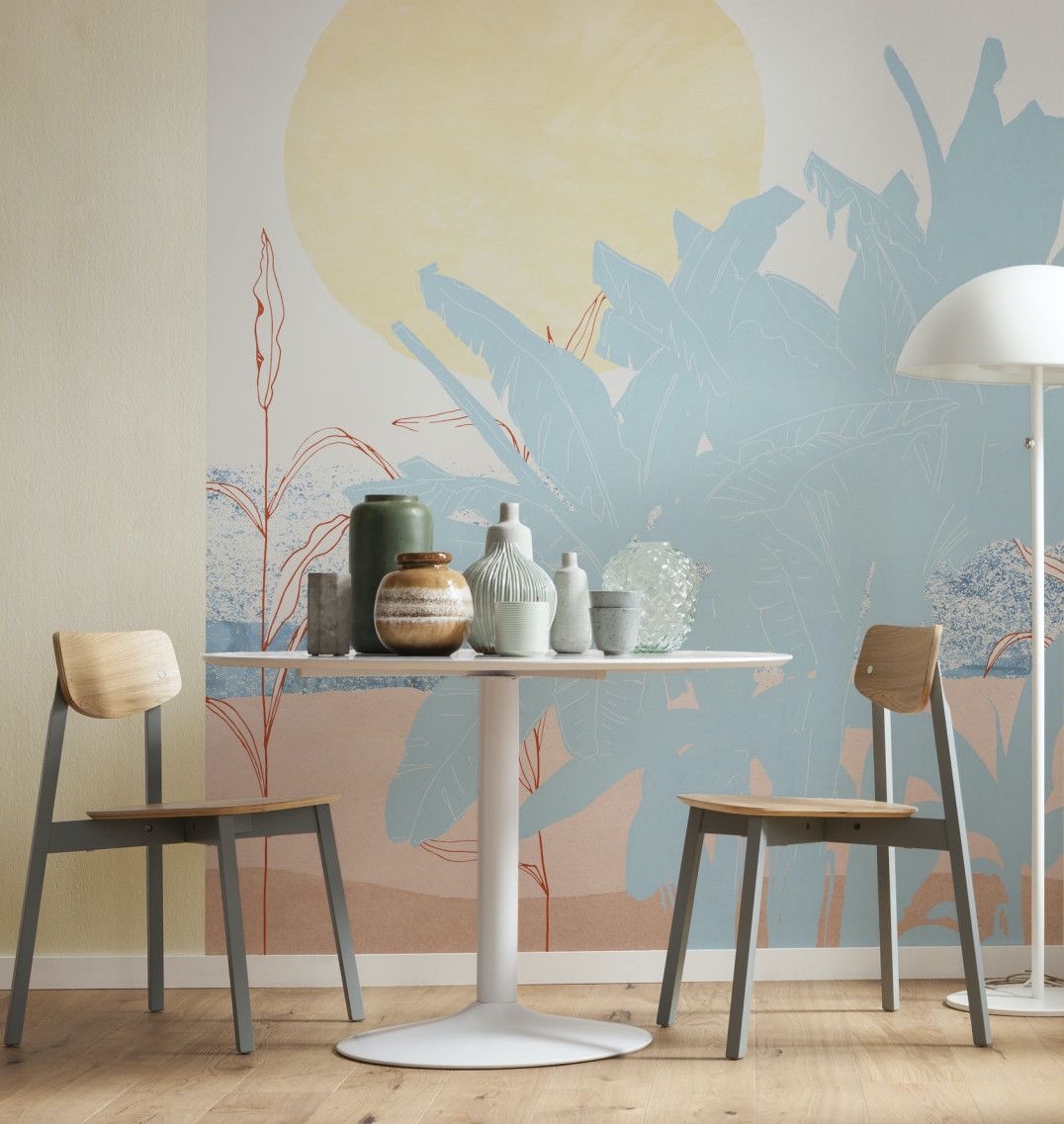 Pastel Banana Leaves Mural