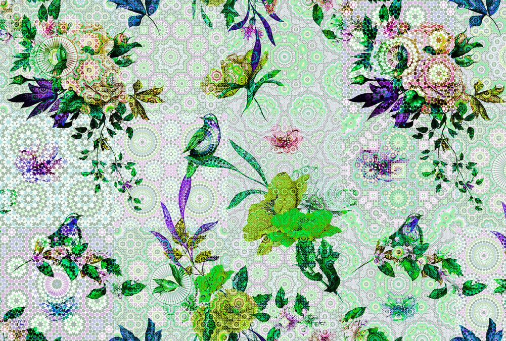 Mosaic Garden Mural - Green