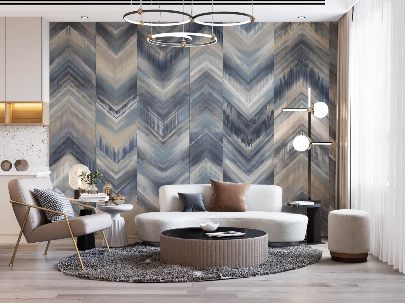 Blue - Chevron Mural