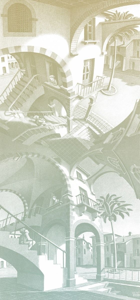 Green - Up and Down Mural by Escher