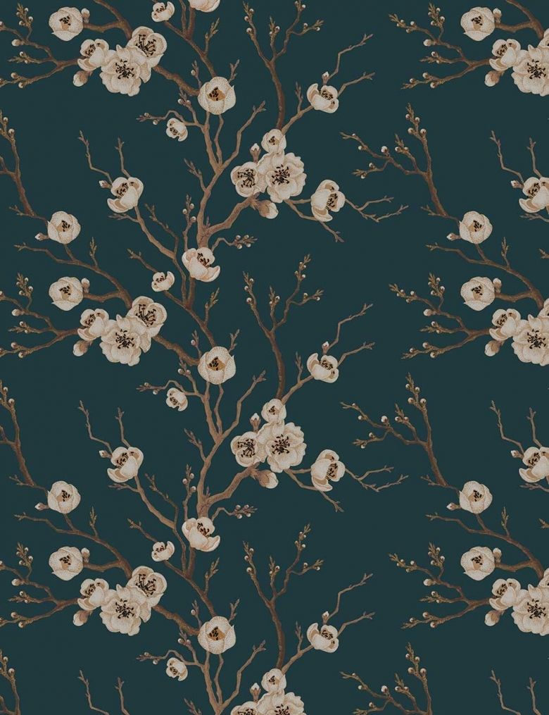 Teal - Japanese Floral Tree
