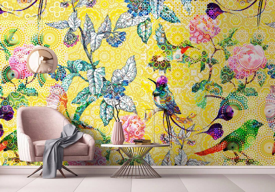 Exotic Mosaic Mural - Yellow
