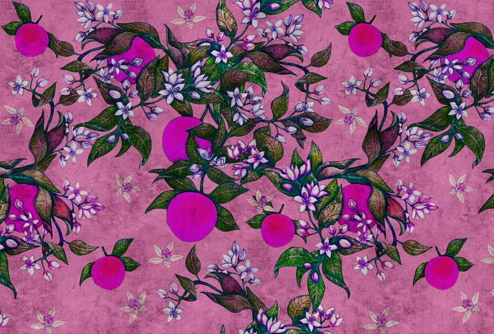 Grapefruit Tree Mural - Magenta