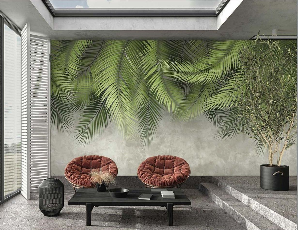 Green - Hanging Palm Mural
