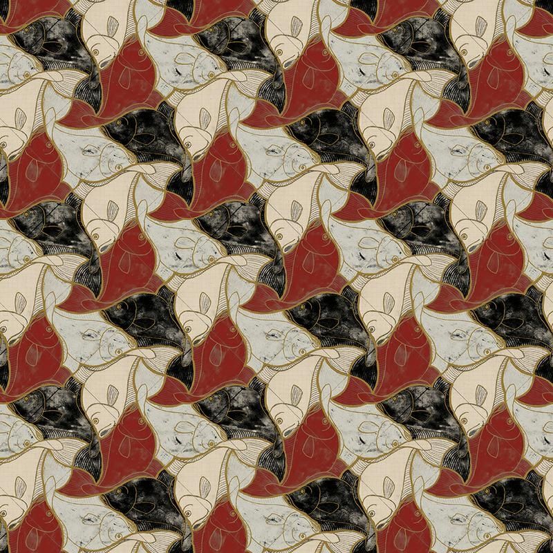 Burgundy - Fish by Escher