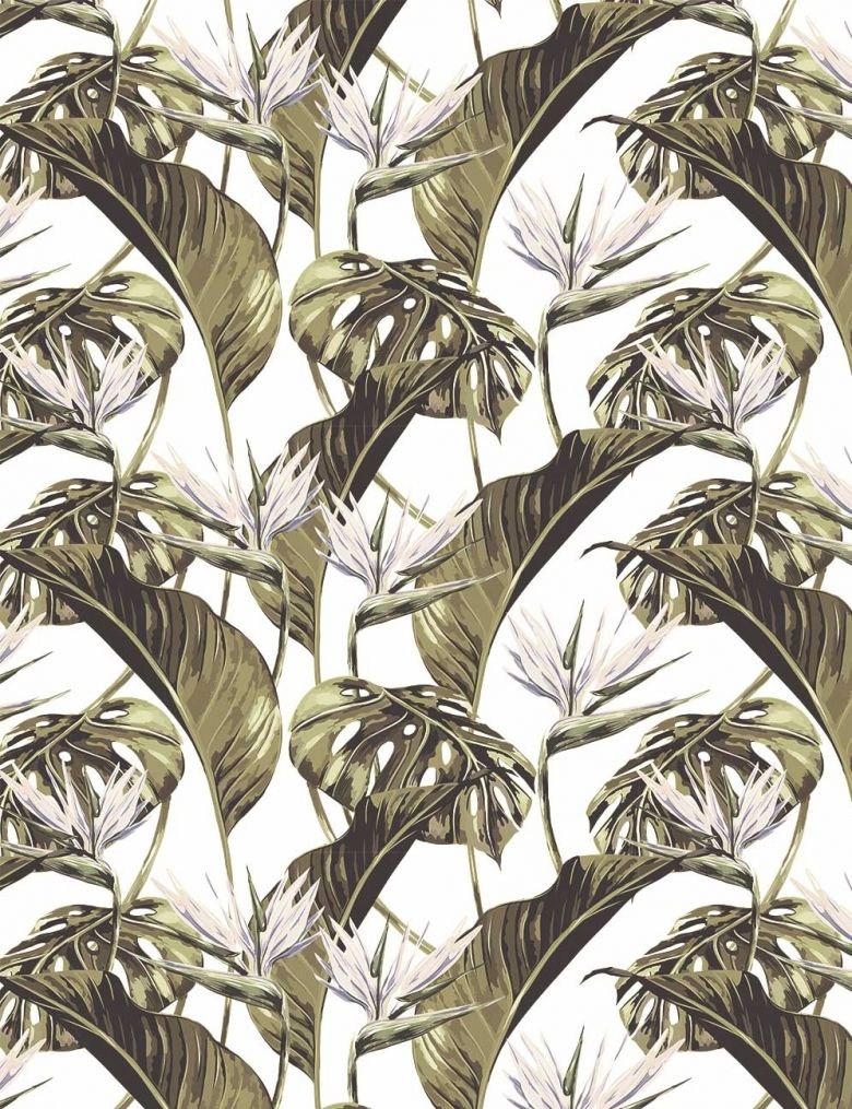 White - Tropical Leaves