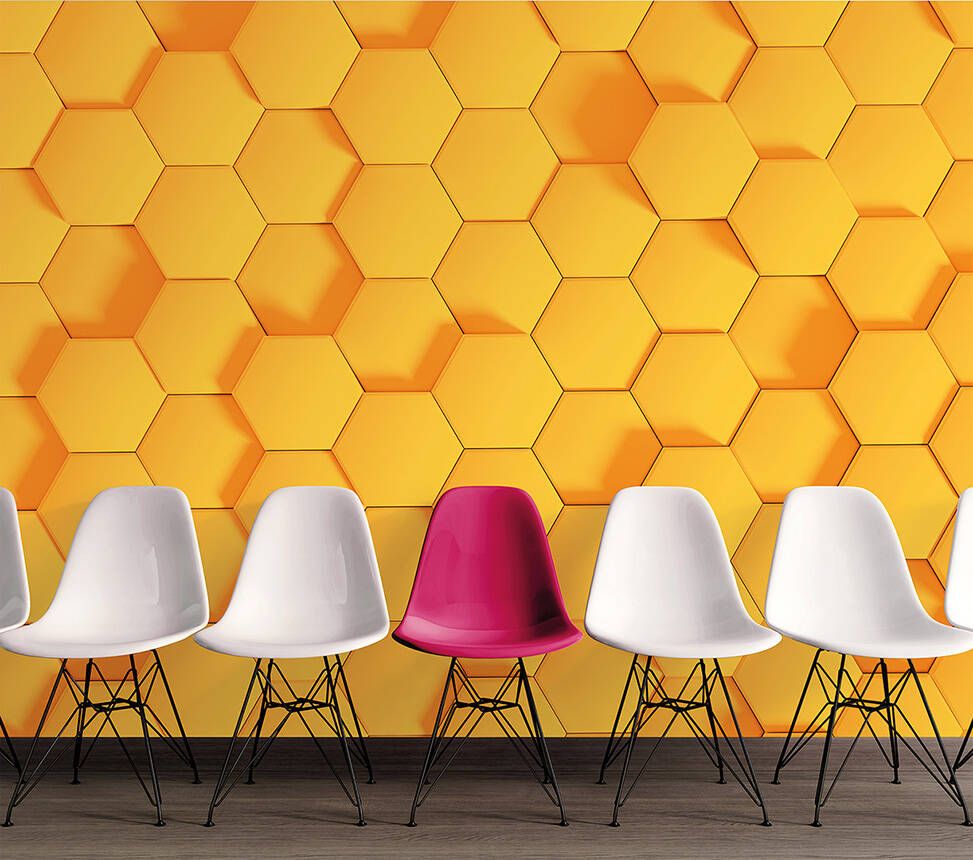 Honeycomb Mural - Yellow