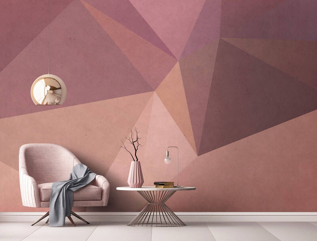 Polygonal Mural - Pink