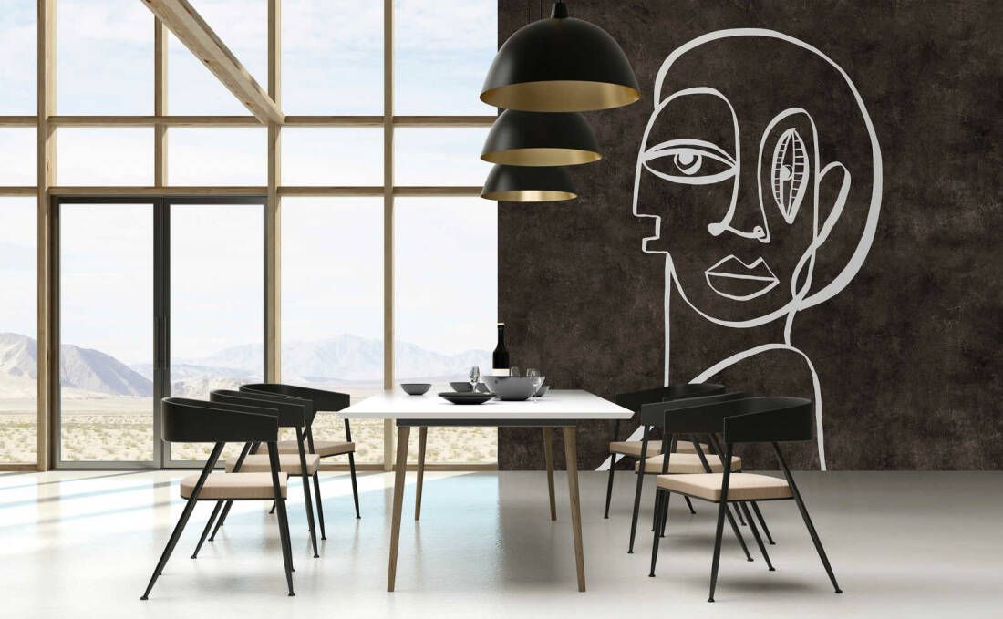 Palomas Room Mural - Charcoal