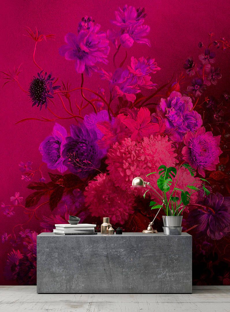 Vibrant Bouquet Mural - Pink