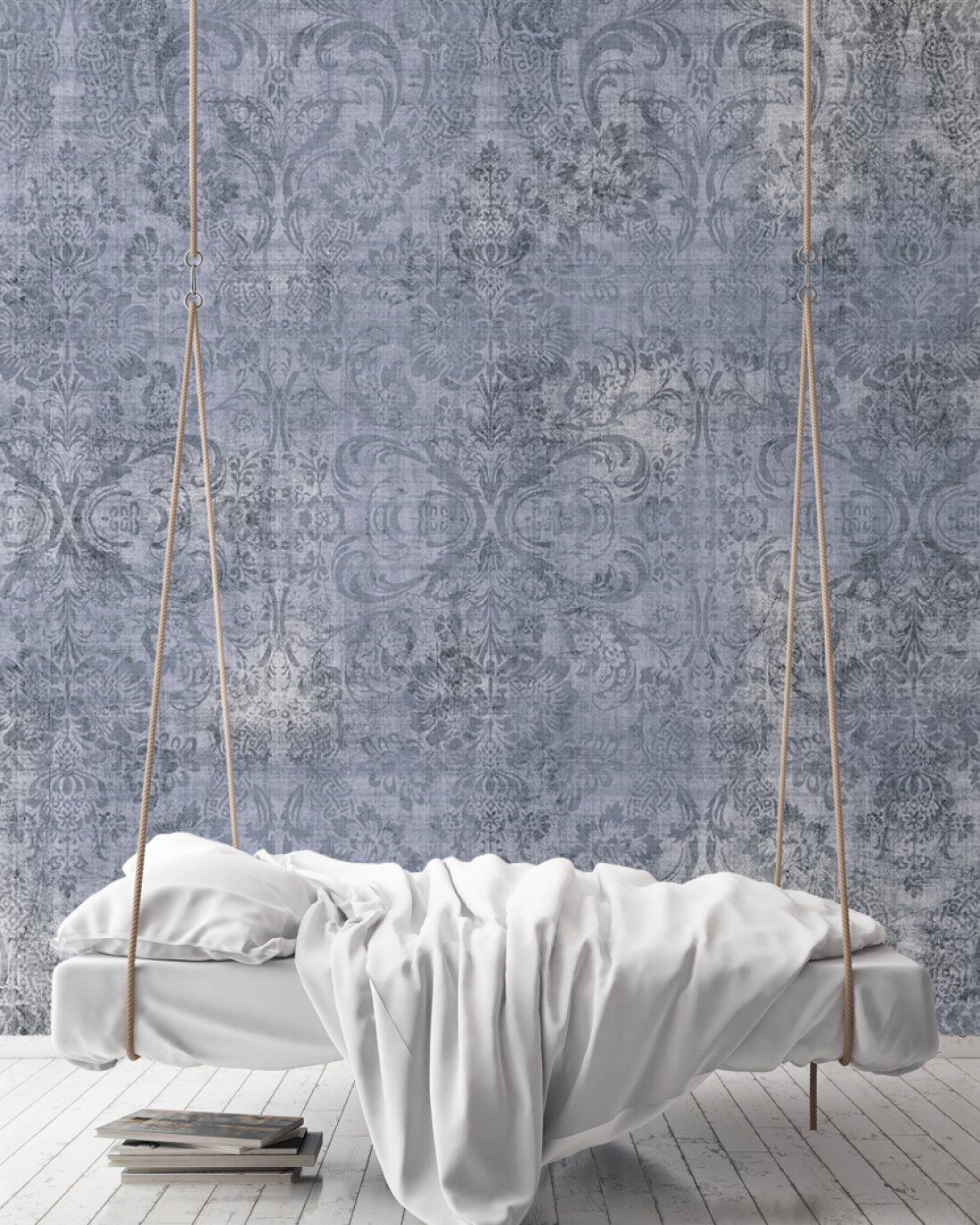 Old Damask Mural - Blue