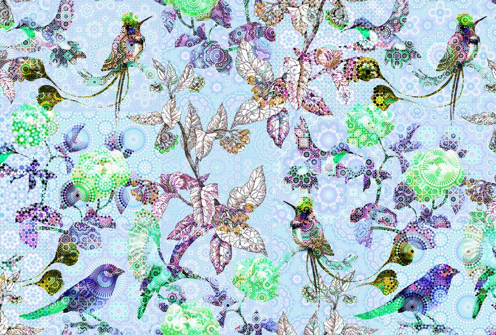 Exotic Mosaic Mural - Blue