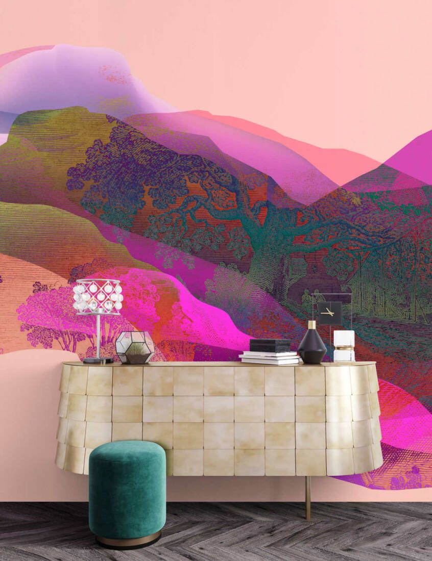 Magic Mountain Mural - Magenta