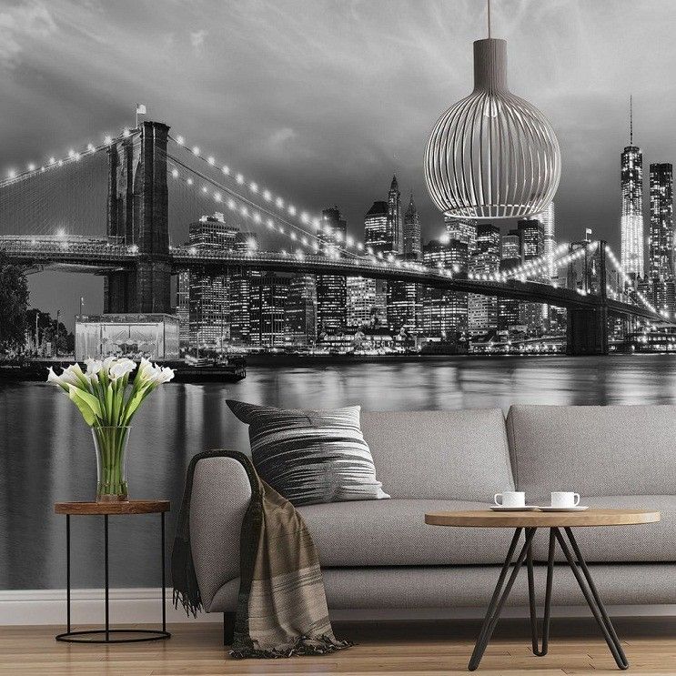 B&W Brooklyn Bridge Mural