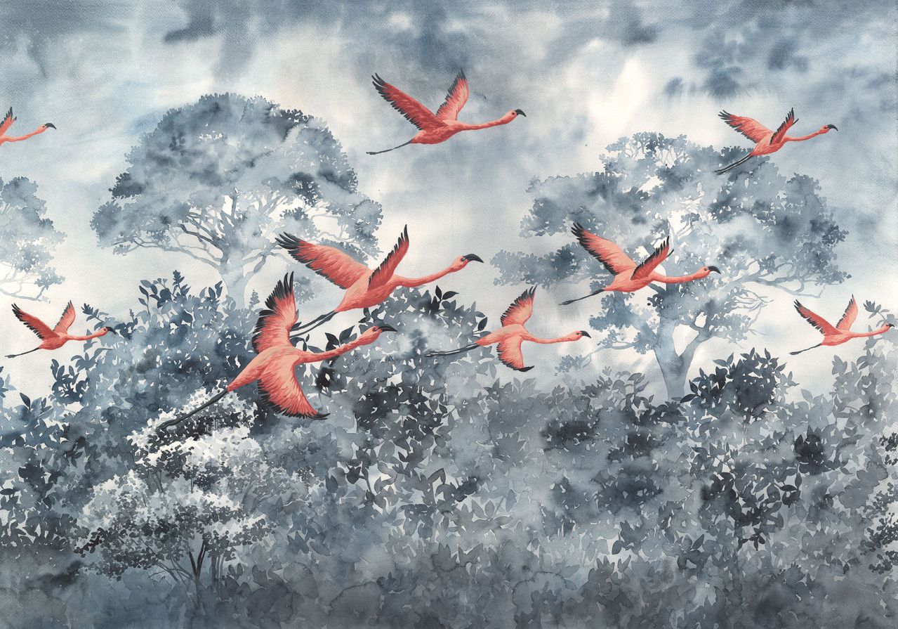 Flamingos in the Sky Mural