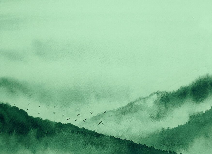 Gloomy Landscape Mural - Green