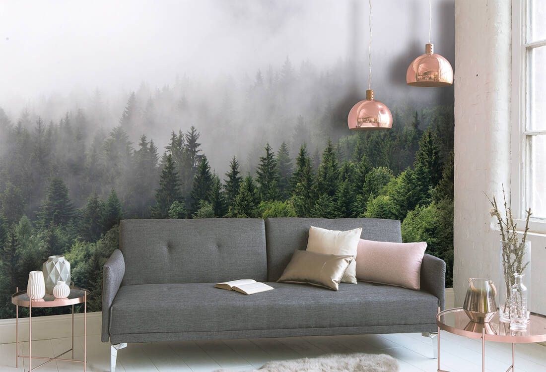 Foggy Fir Trees Mural