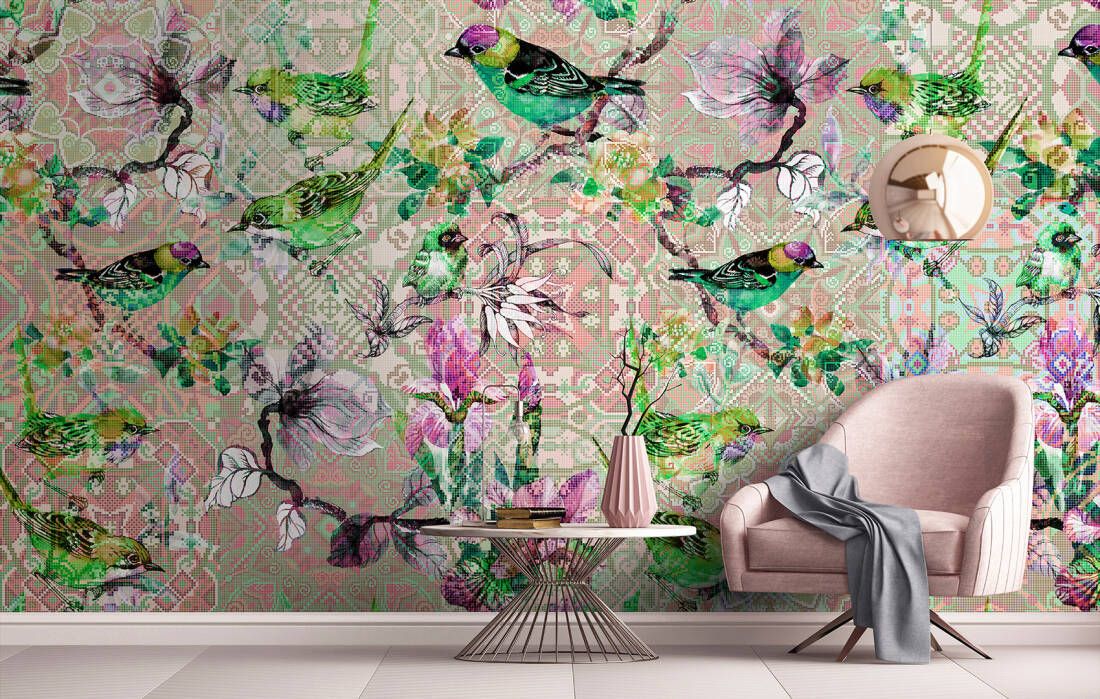 Mosaic Birds Mural