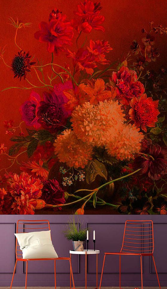 Vibrant Bouquet Mural - Orange