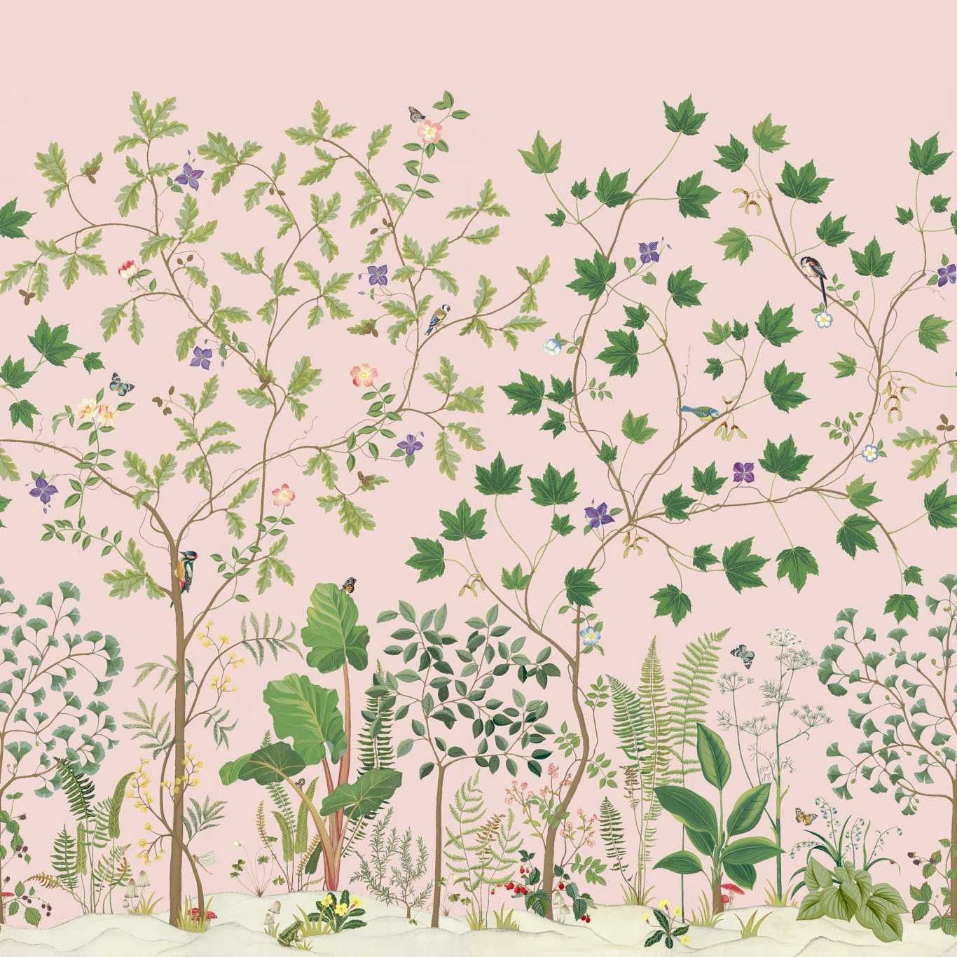 Sycamore and Oak Mural - Pink