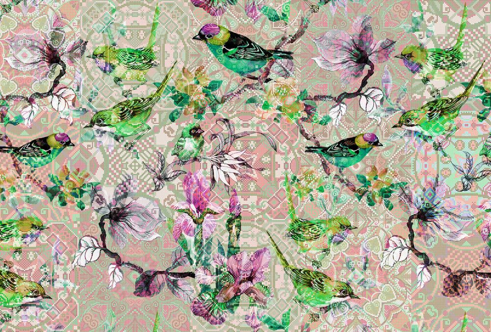 Mosaic Birds Mural