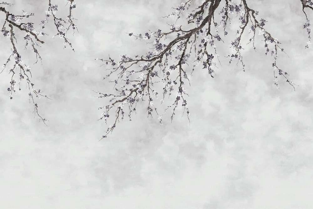 Michiko Blossom Mural - Grey