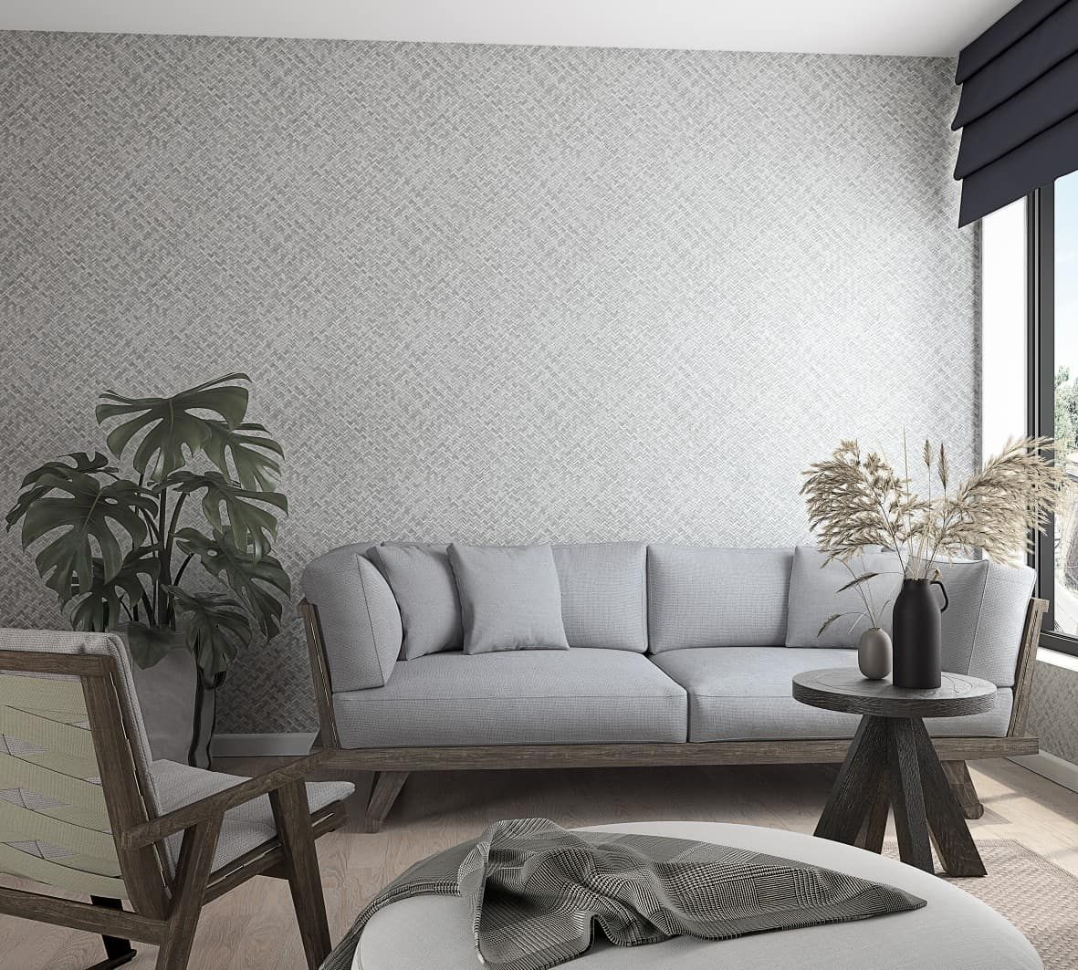 Grey - Herringbone Weave
