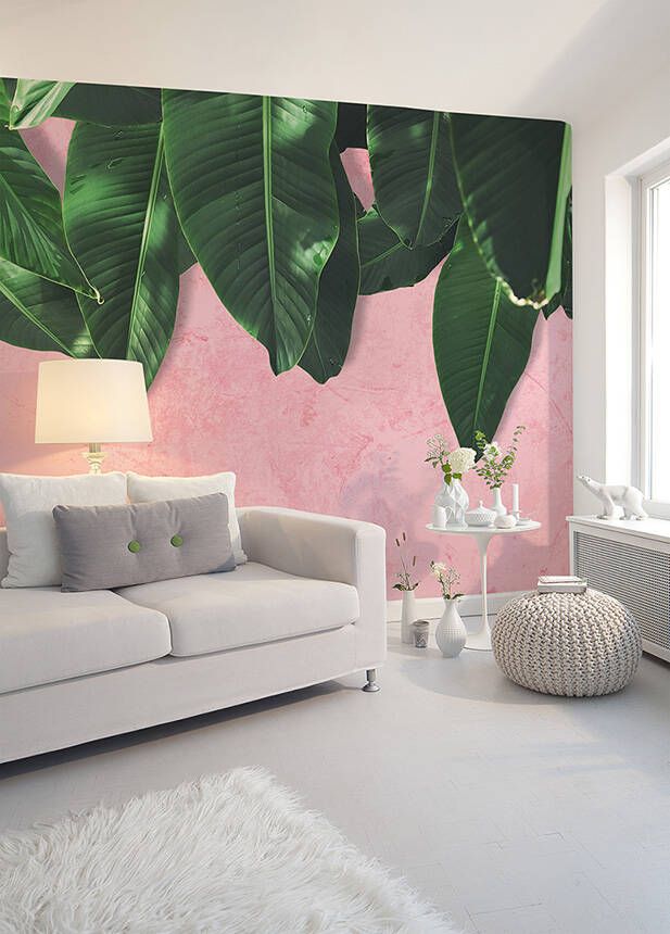 Leaf Wall Mural - Pink