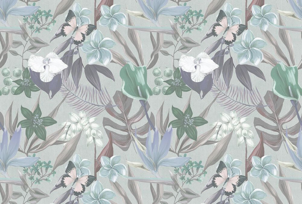 Orchid Garden Mural - Mint
