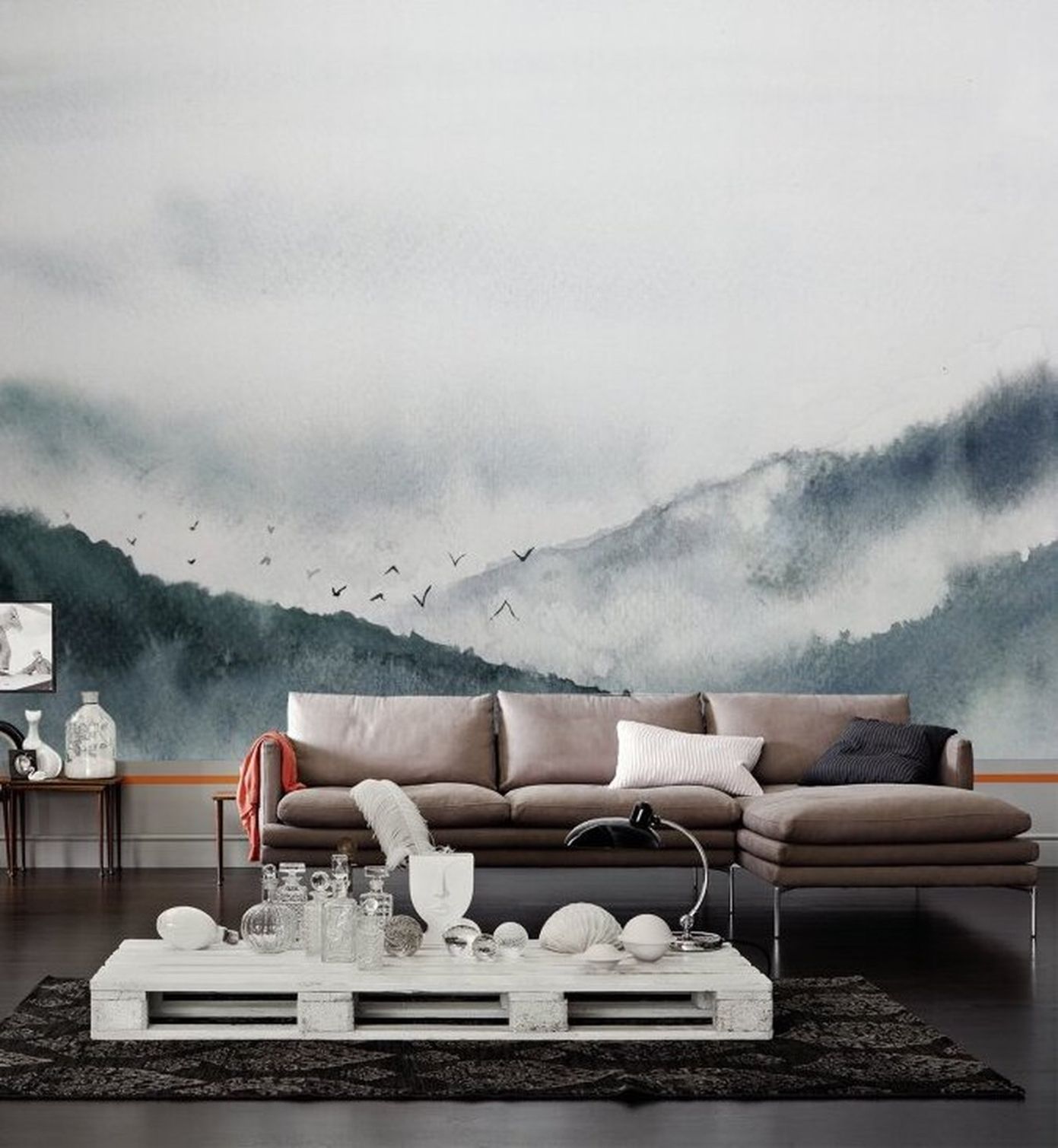 Gloomy Landscape Mural - Grey