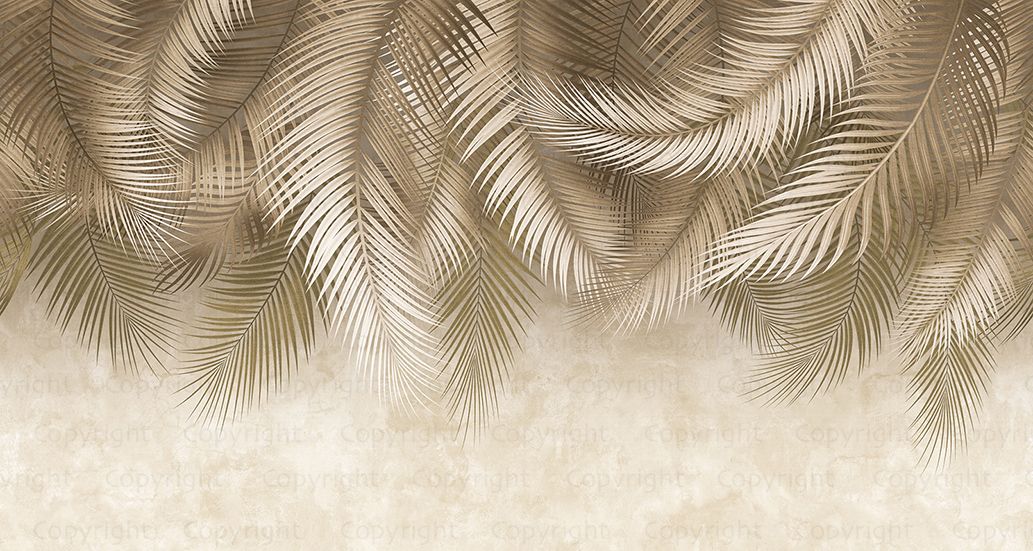 Beige - Hanging Palm Mural