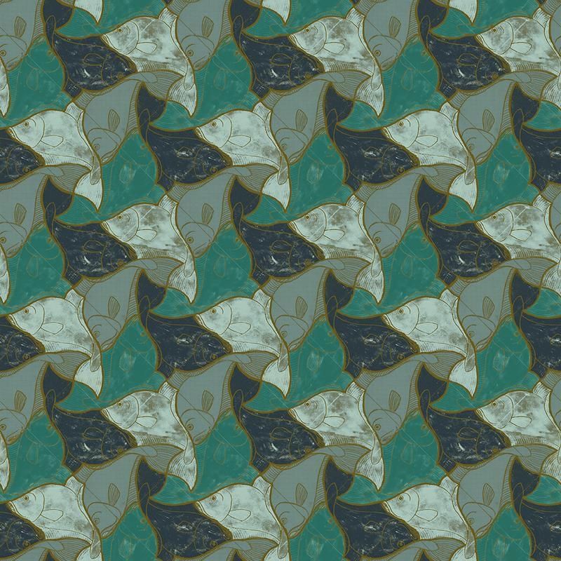 Teal - Fish by Escher