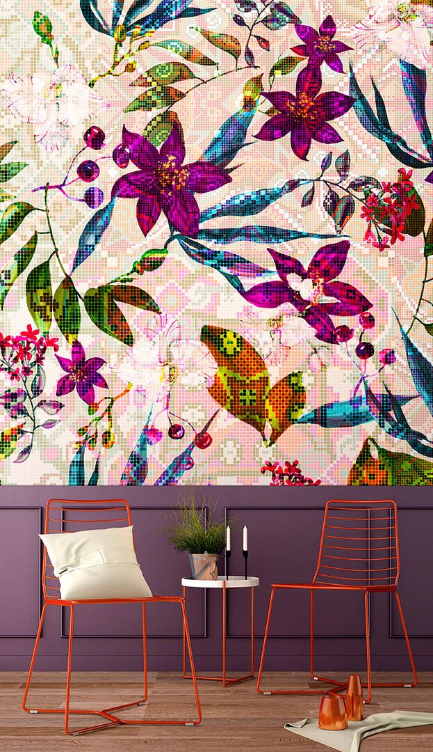 Mosaic Blossom Mural - Pink