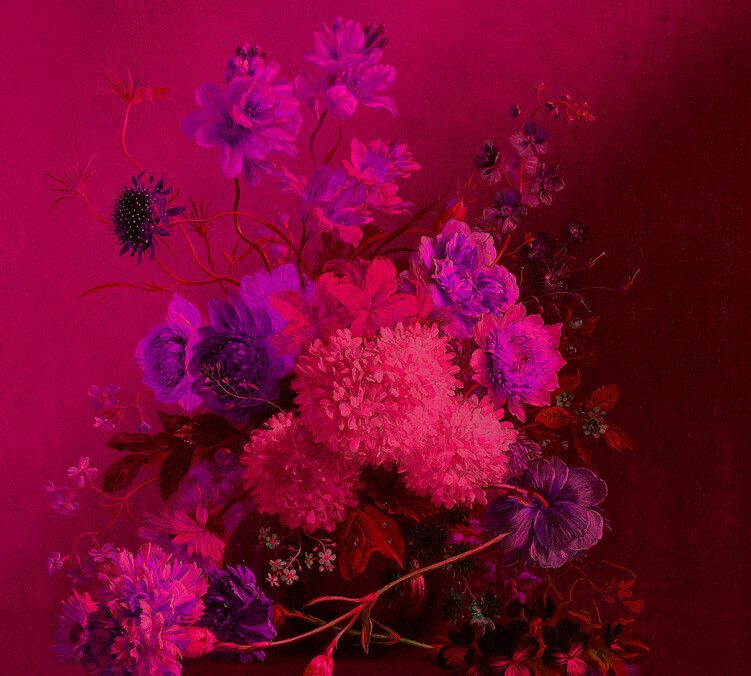 Vibrant Bouquet Mural - Pink