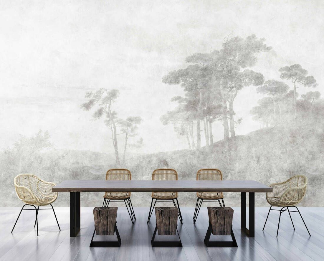 Romantic Grove Mural - Grey
