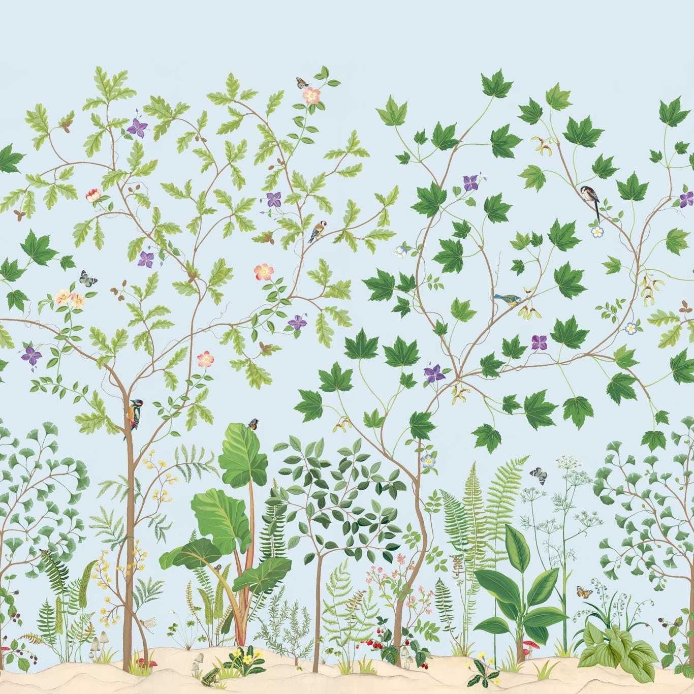 Sycamore and Oak Mural - Sky Blue