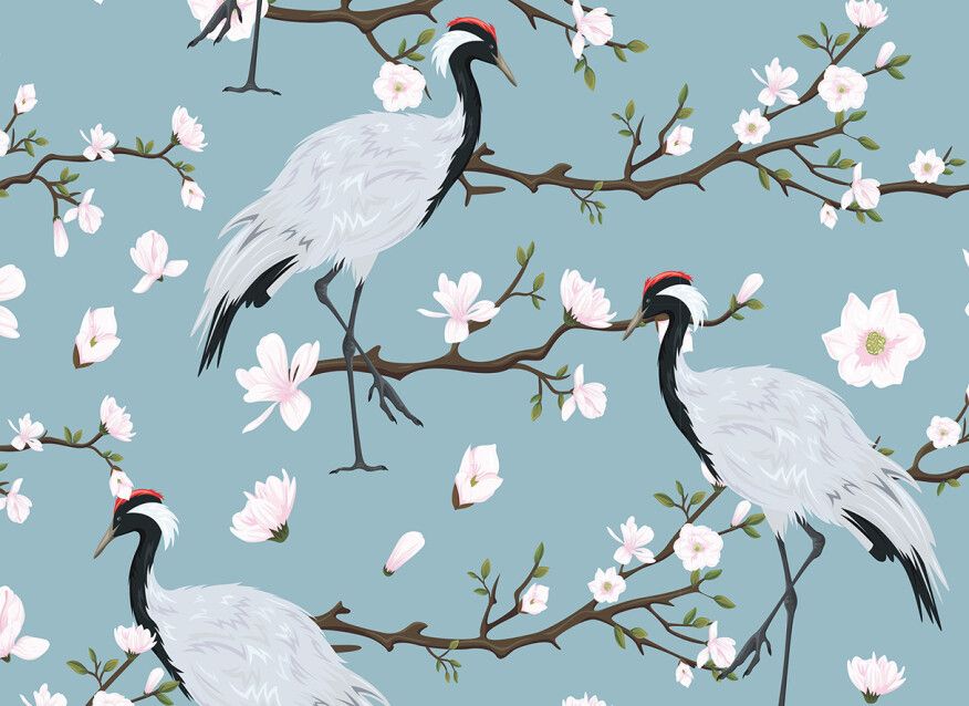 Japanese Cranes Mural