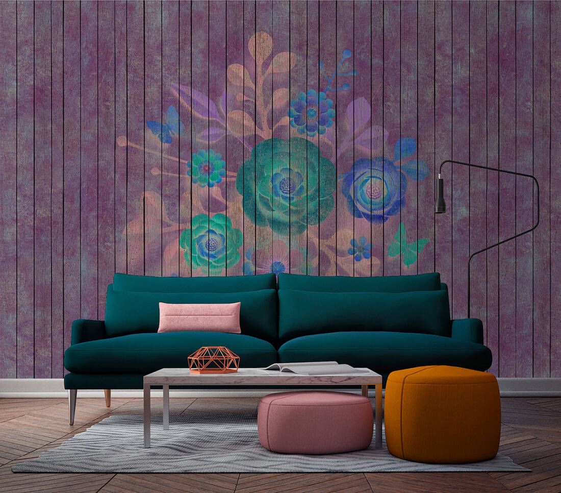 Spray Bouquet Mural - Purple
