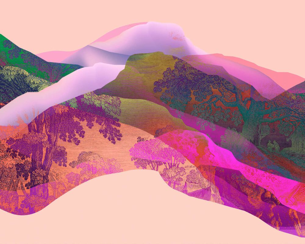 Magic Mountain Mural - Magenta