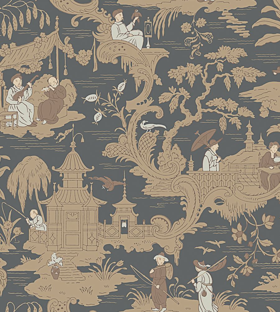 Grey - Chinese Toile