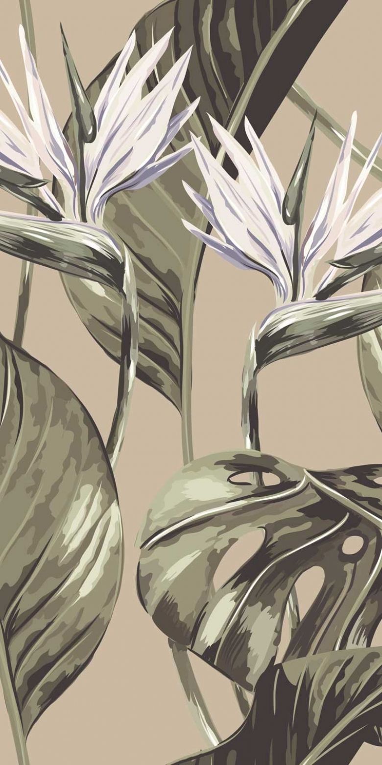 Beige - Tropical Leaves