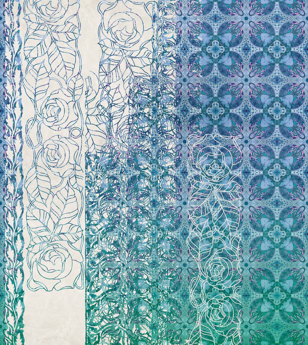 Art Nouveau Bleu Mural