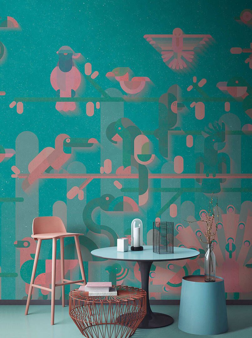 Flamingo Mural - Teal