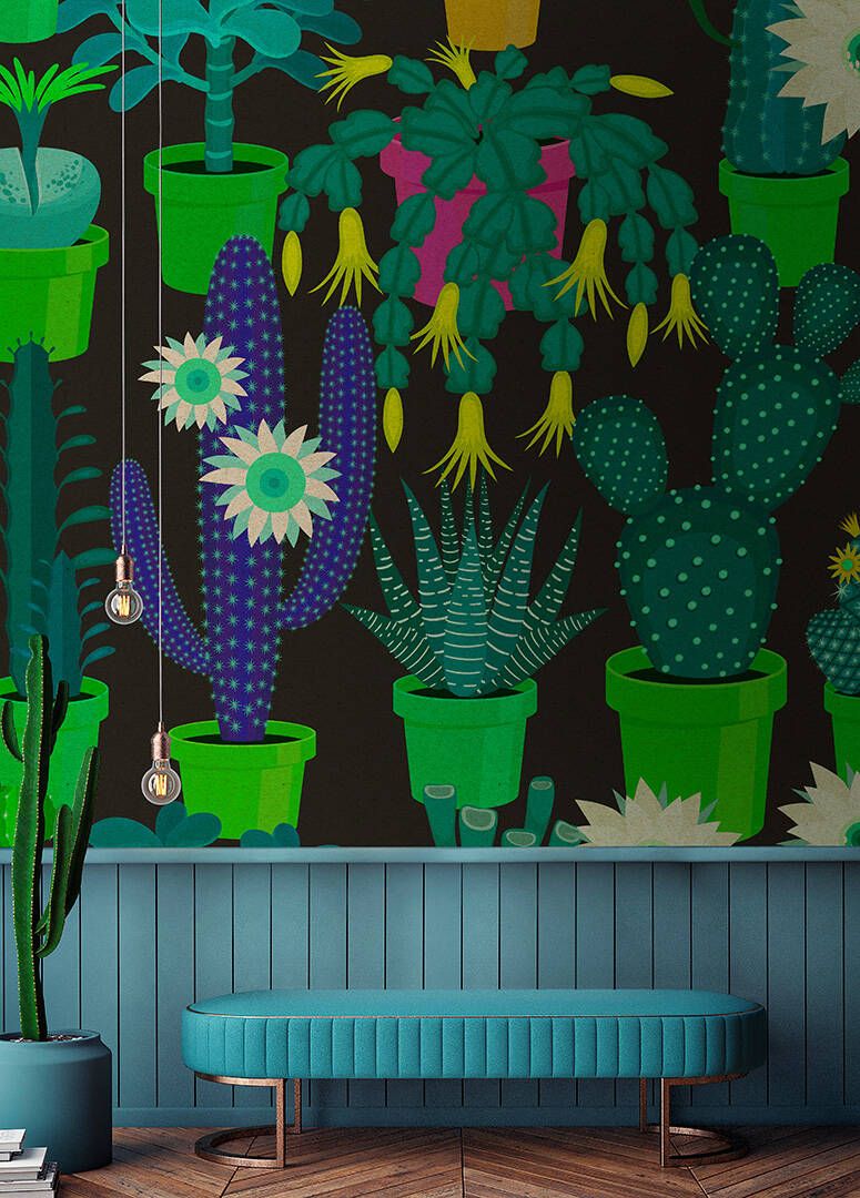 Cactus Garden Mural - Green
