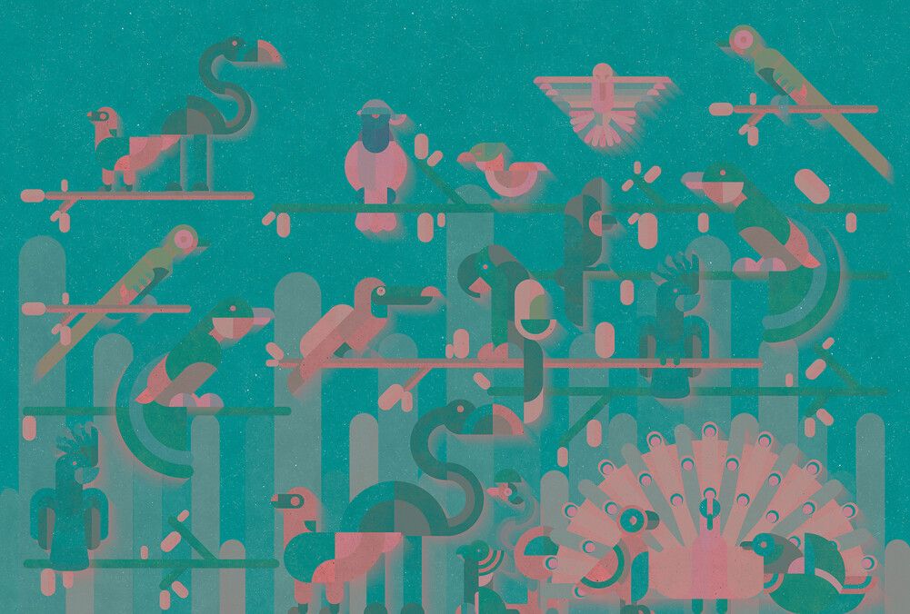 Flamingo Mural - Teal