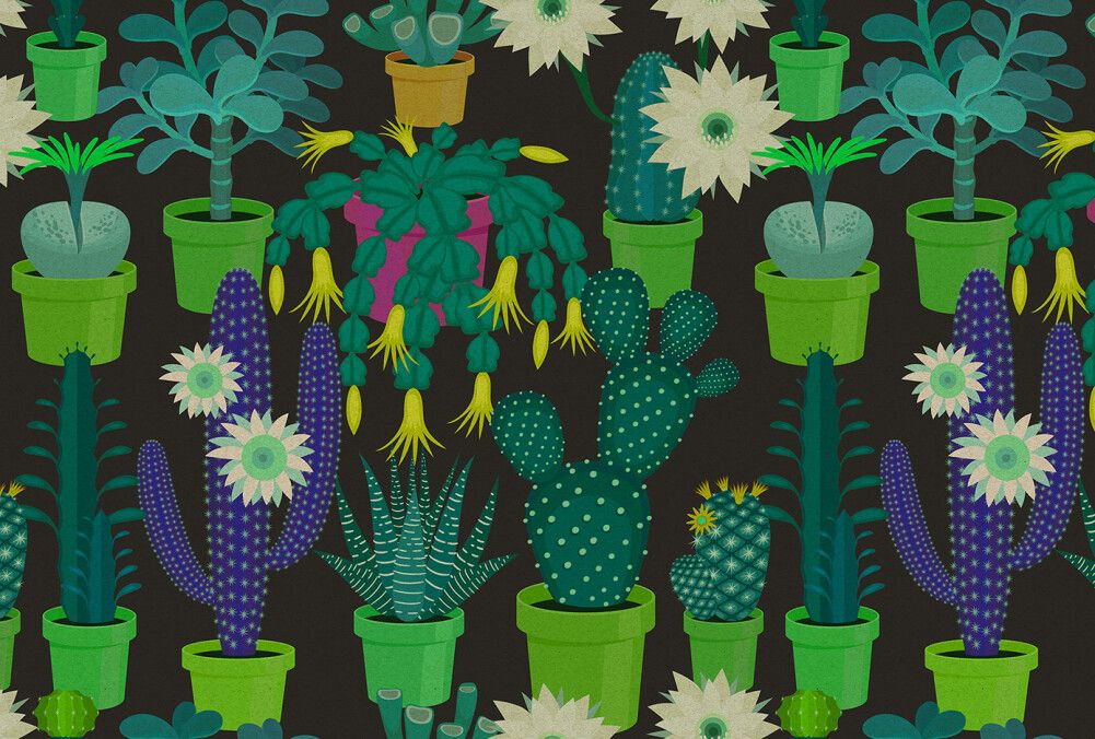 Cactus Garden Mural - Green
