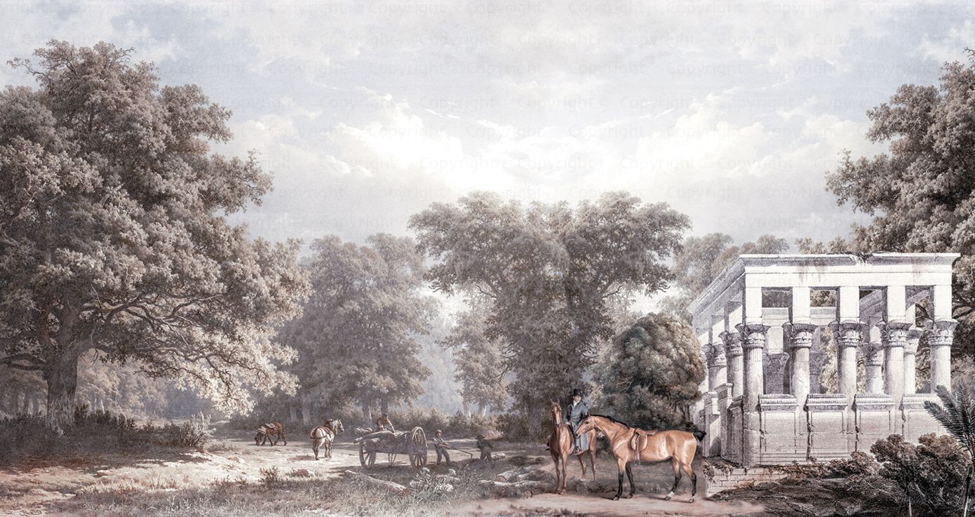 Grey - Countryside Ruins Mural