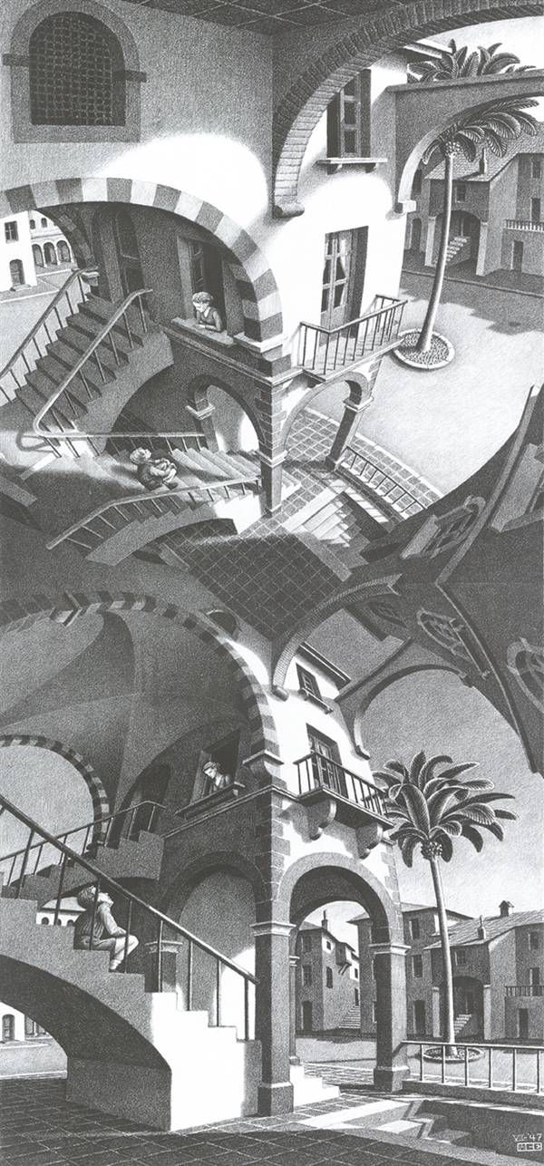 Grey - Up and Down Mural by Escher