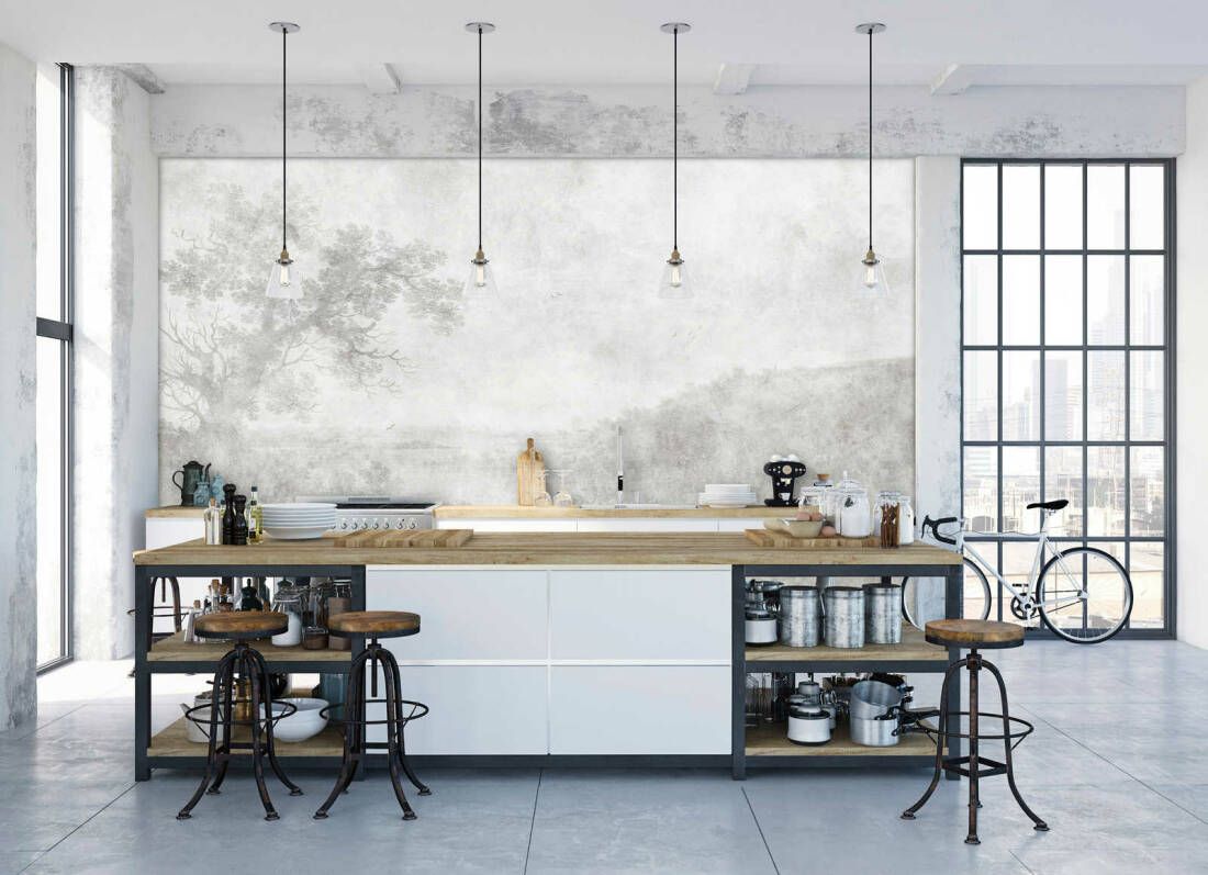 Romantic River Mural - Grey