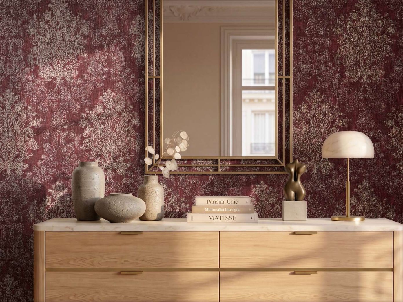 Burgundy - Spectra Damask